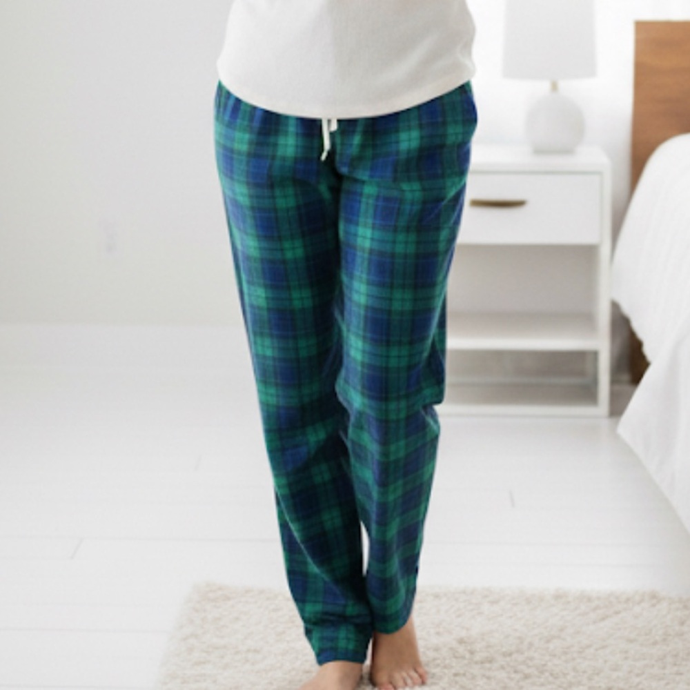 GAP LOVE Blue and Green Plaid Drawstring Wide Leg Pajama Pant Size M
